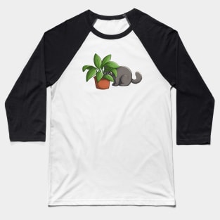 Cat And Plant Baseball T-Shirt
